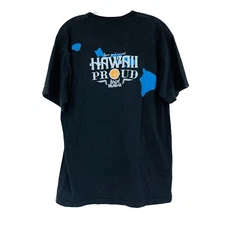 Local Motion Hawaii Proud Shirt Black Cotton Short Sleeve Polynesian Mens L