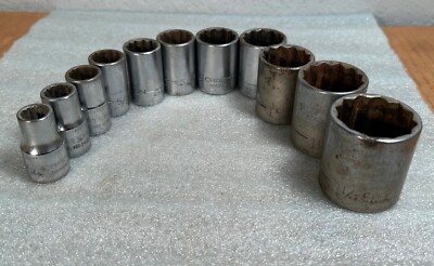 11pc Craftsman 1/2'' Drive 1-1/4'' - 7/16''  12 Point Shallow Socket SAE V VV forge