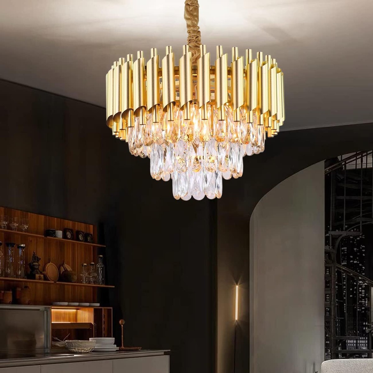 2 Pack Modern Chandelier Crystal Ceiling Light 5-lamp