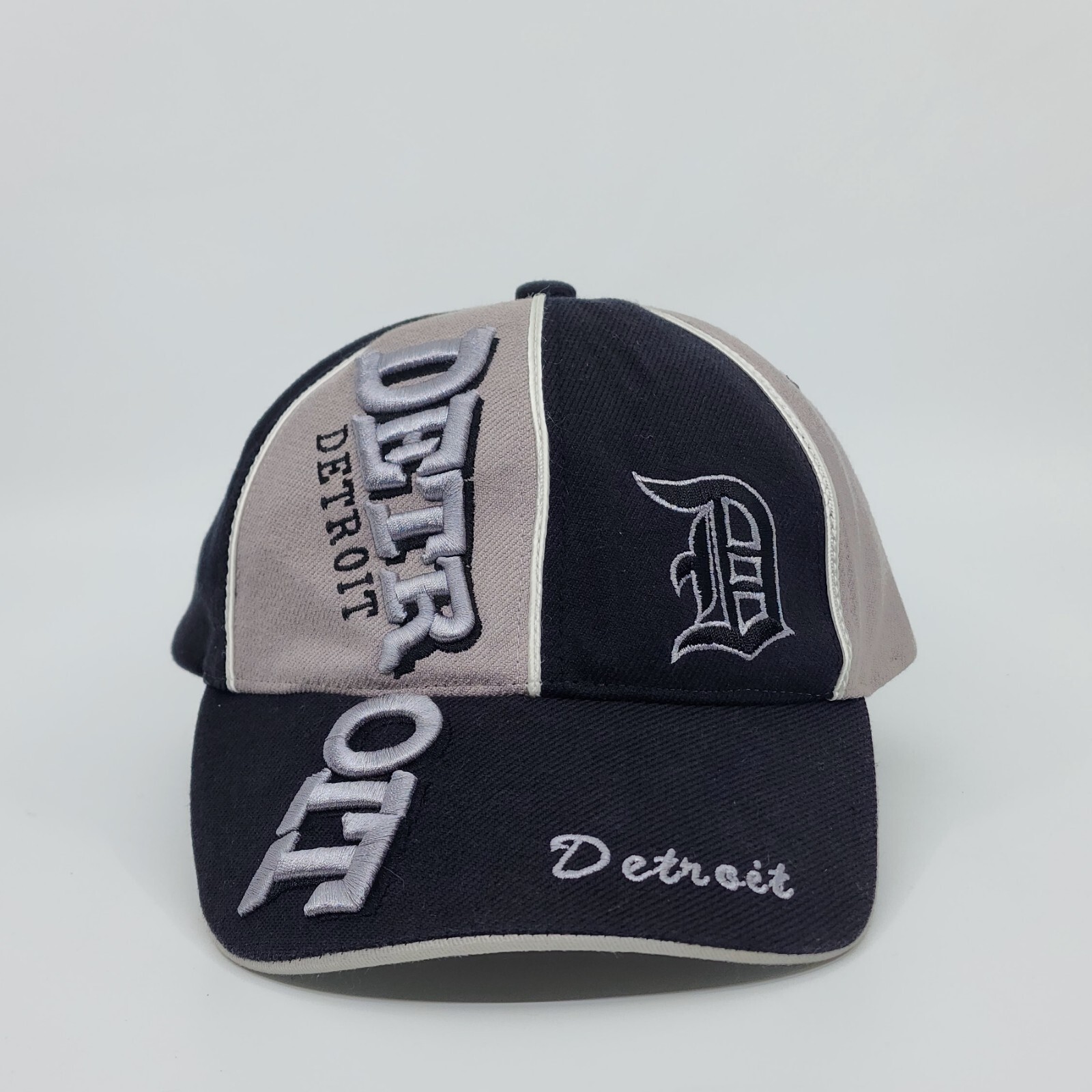 Vintage Detroit Tigers Logo Baseball Hat Cap Colorblock Script Flexfit One Size