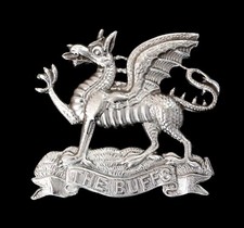 The Buffs Regiment Cap Badge Hallmarked Silver