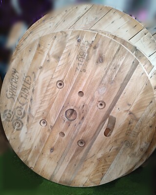 90cm Wooden Cable Reel Drum Top Sanded Ready For Stain Great for DIY Project