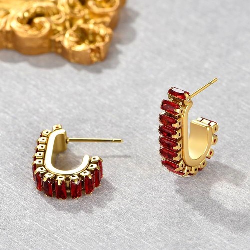 Fashion Women's and girls' 18K Gold Sterling Silver Post Cubic Zirconia Earrings - Picture 45 of 54