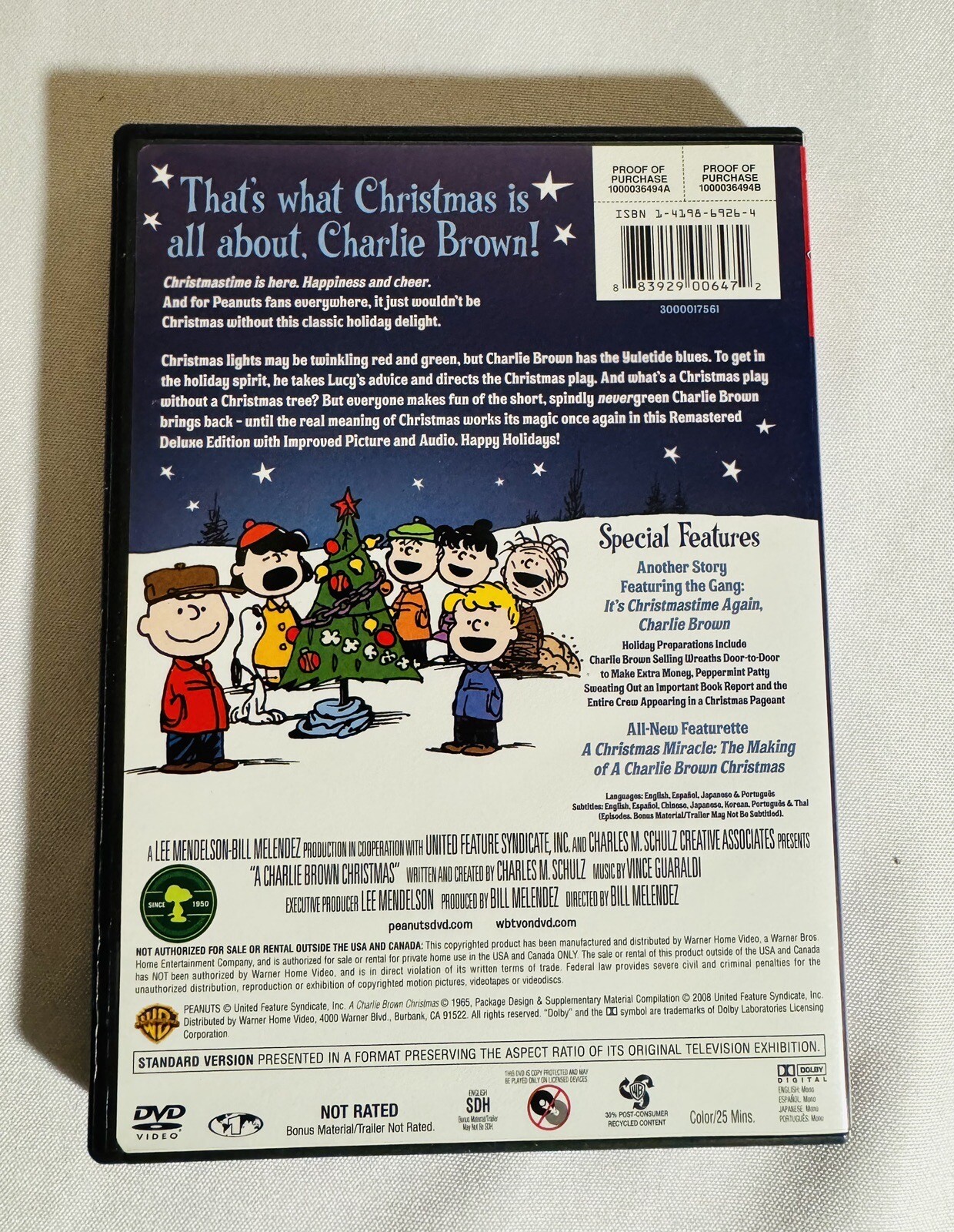 Peanuts Deluxe Holiday Collection DVD 2008, 3 Remastered Classics Plus