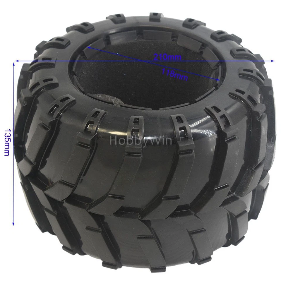 HSP part 50016 Tires 210x135mm 2pcs for Hispeed HiMOTO 1/5 RC Gas Truck 94050 - Image 2 of 4