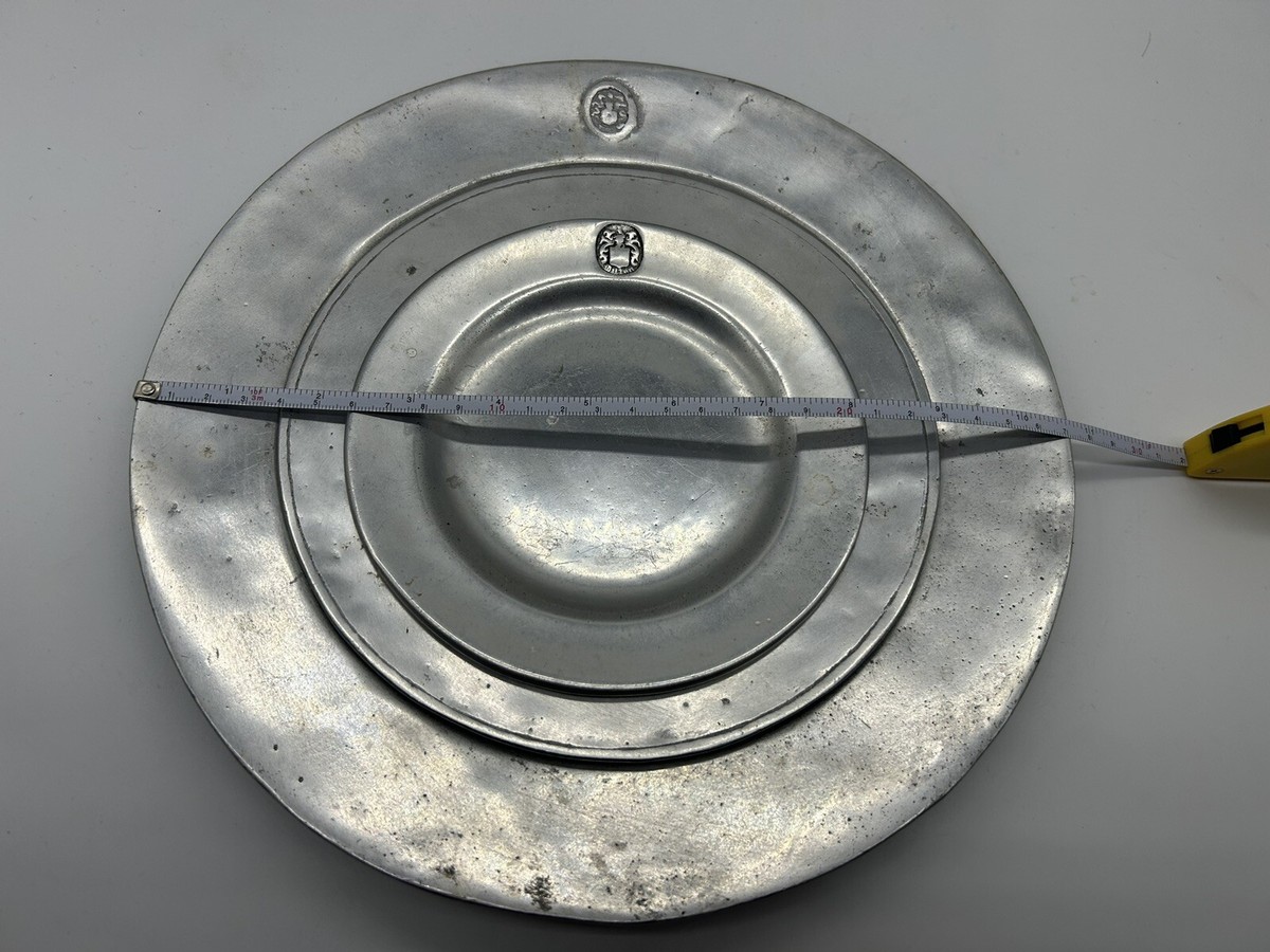 Vintage RWP Pewter Wilton Columbia 3 Plates PA USA Set Of 3