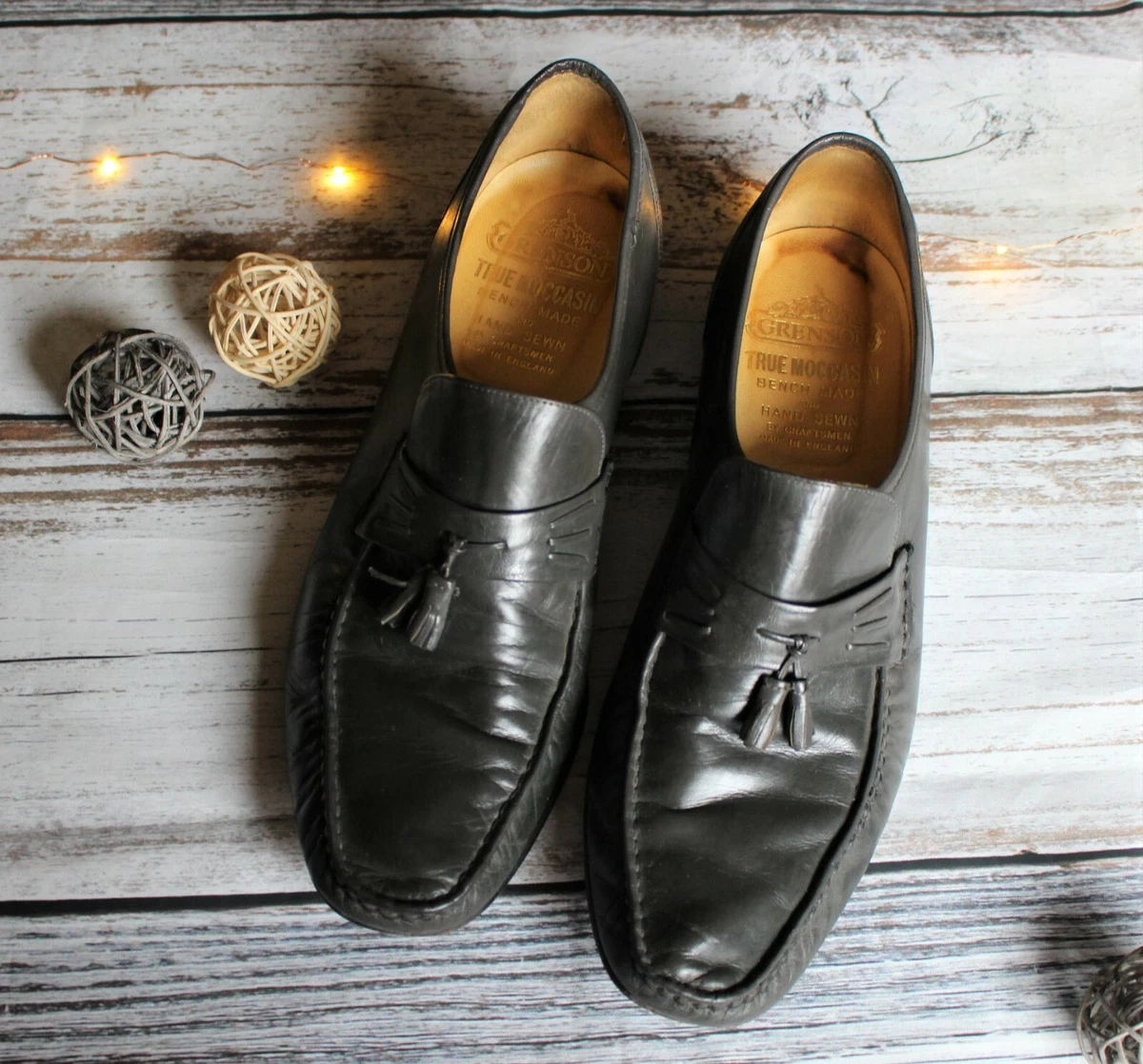 Grenson Bench Made Hand Sewn True Moccasin Men Leather Shoes UK Size 11