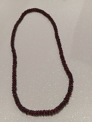 VINTAGE BIJOUX Damen Halskette lang Granat 