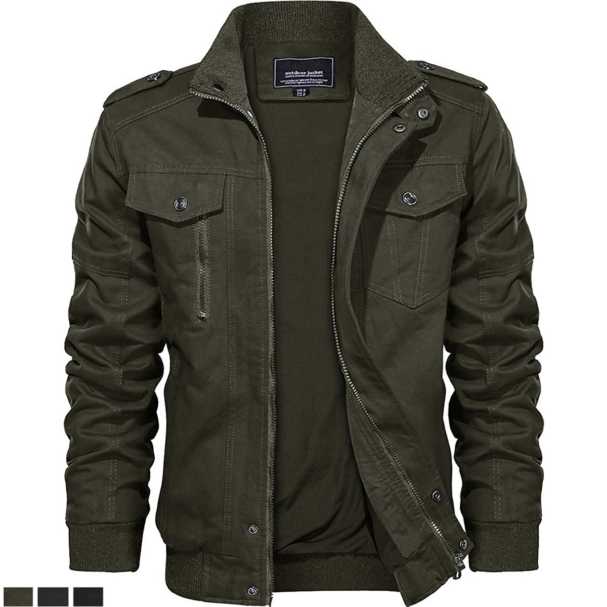 Men's Tactical Bomber Jacket Casual Cotton Pilot Coat Spring Fall