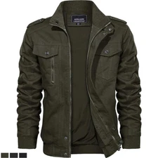 Men's Tactical Bomber Jacket Casual Cotton Pilot Coat Spring Fall Work Outwear