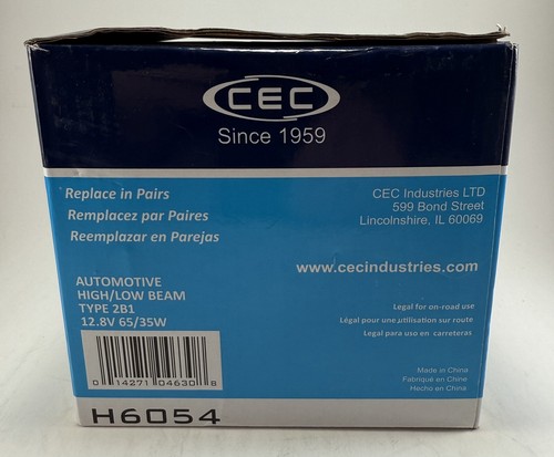 CEC H6054 Sealed Beam High/Low 3 Prong Type 2B1 Rectangular Headlights - Picture 3 of 11