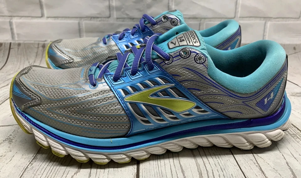 Zapatos deportivos para correr Brooks Glycerin 14 para mujer con estampado elástico en 3D gris azul 9,5 Foto 3 de 4