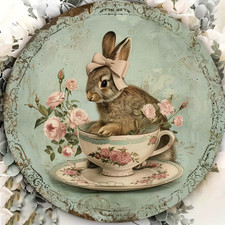 Easter Spring Bunny Happy Easter Wood Door Wall Sign Decor Rabbit Wooden Wreath