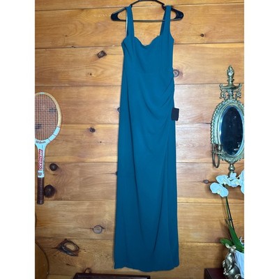 NWT Lulus Glamorous Disposition Emerald Green Ruched Maxi Dress Banquet Size S