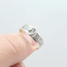 Antique Victorian Sterling Silver Buckle Band Ring Eternity Fidelity Love Token