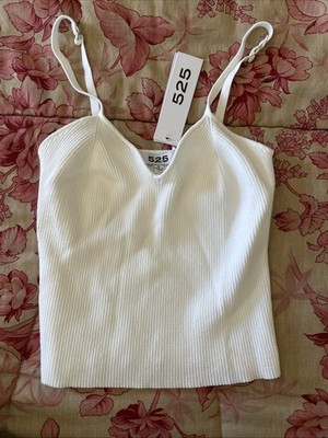 525 America Ribbed White Knit Tank Top Women's Size Small NWT