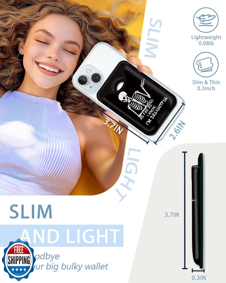 Mavellin for Magsafe Magnetic Phone Wallet, Skeleton Magnetic Cre - Image 4 of 4