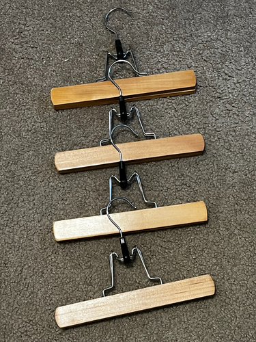 VNTG WOODEN PANT or SKIRT MIXED LOT of 13 METAL SWIVEL CLAMP HANGERS 9"-11" - Picture 12 of 12