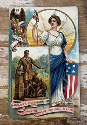 Vintage patriotic embossed postcard Abraham Lincoln Emancipation Proclamation
