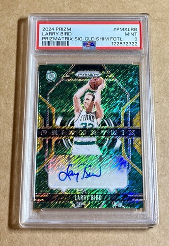 Larry Bird 2024-25 Prizm Prizmatrix Sig GOLD SHIMMER FOTL /10 Auto Celtics PSA 9