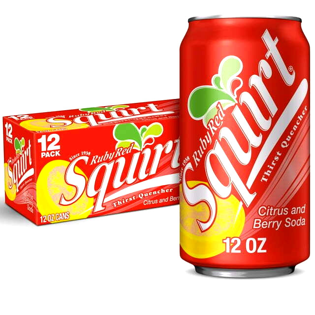 Squirt Rubí Rojo Pomelo Soda Pop, 12 fl oz, Paquete de 12 latas