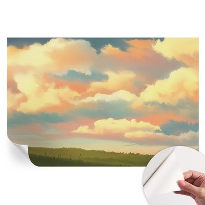 Peel and Stick Wallpaper No Glue Needed Pastel Clouds Meadow Impression