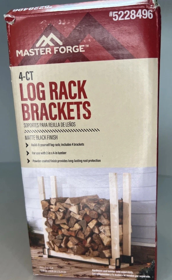 Style Selections Log Rack Brackets Matte Black Finish Includes 4 Brackets - Image 3 of 4