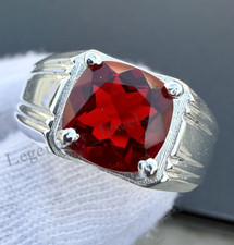 AAA Red Garnet Gemstone Ring With 925 Sterling Silver Handmade Ring for Men's