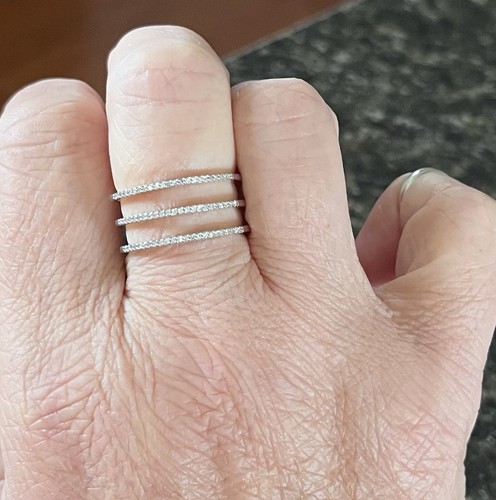 QVC Affinity Katrina Szish J400647 Sterling Silver 3 Row Pave Diamond Ring Sz 9 - Picture 4 of 14