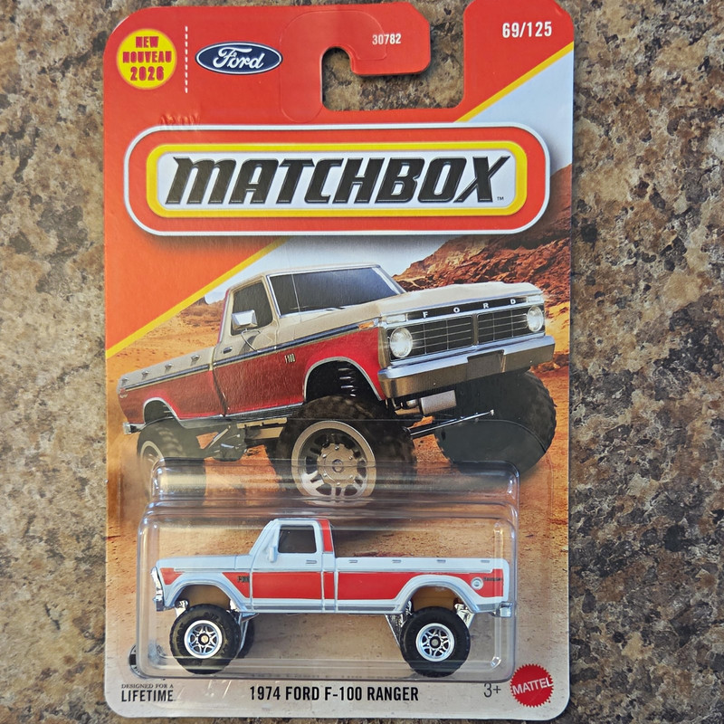Matchbox 1974 Ford F-100 Ranger 1:64 Diecast Pickup White/Red 69/125