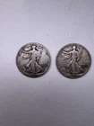 1942-P Walking Liberty Half Dollar, 90% Silver, Collectible. Lot Of 2