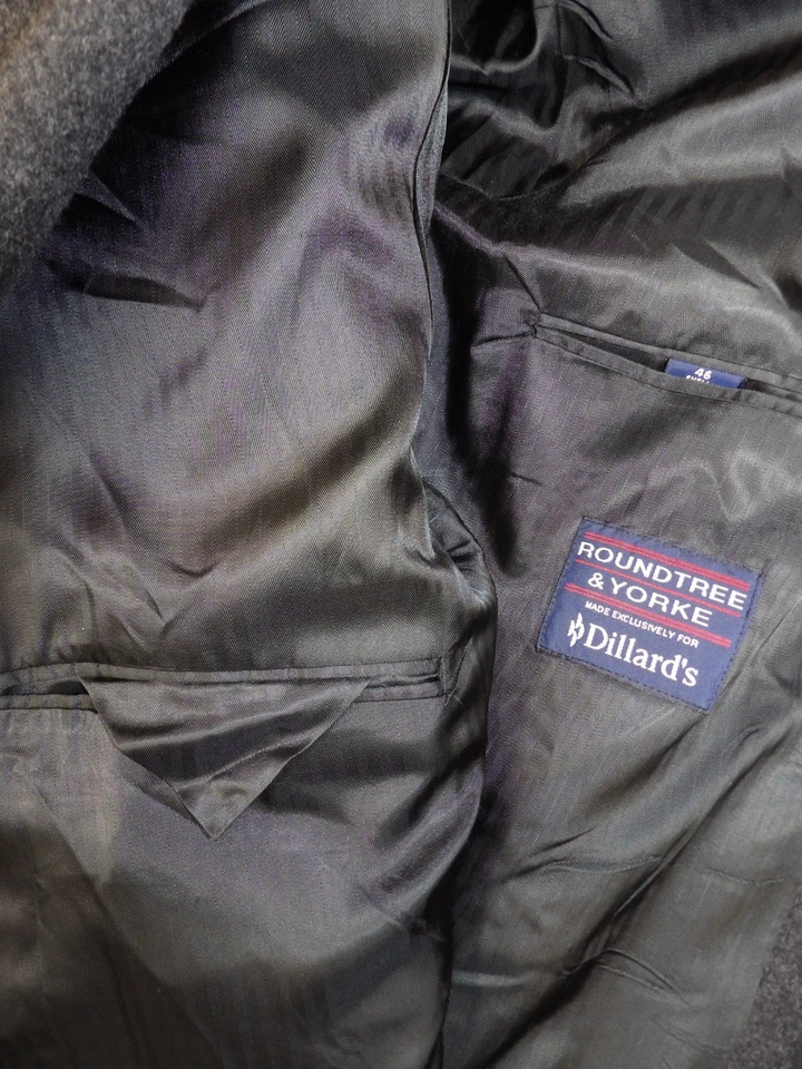 Roundtree Yorke Overcoat Top Coat Winter Coat 46r 100% Wool Double Breast Z#1 - Image 4 of 4