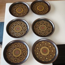 Denby Pottery Arabesque 10" Dinner Plates X6 Hand Painted Vintage set 1 VGC