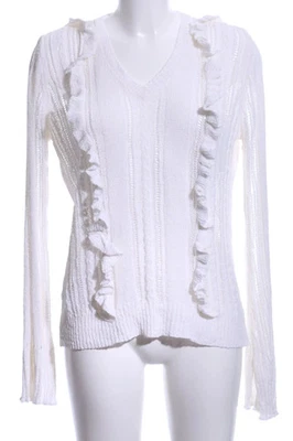 MANGO Pull Femme Blanc Col V Viscose Casual (EU 38) - Photo 1/3