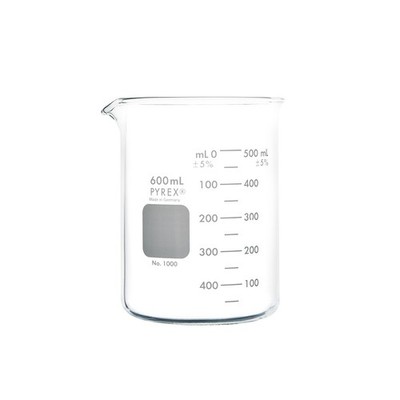 600ml Glass Beaker, Griffin Low Form, Graduated, PYREX 1000-600 (Pack 3)