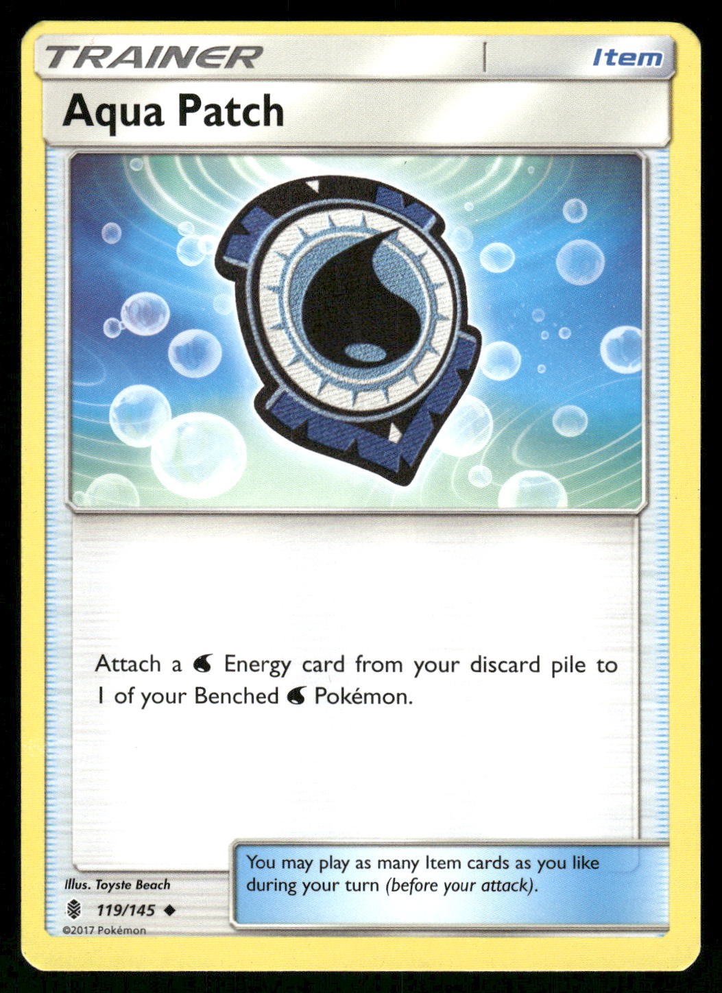 2017 Light Played Pokemon Aqua Patch 119/145 Guardians Rising English