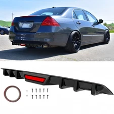 For Honda Accord 2003-2007 Sedan Glossy Black Rear Bumper Diffuser w/ LED Light