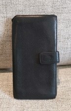 Longchamp Pebbled Leather Long Flap Envelope Credit Card Wallet Black