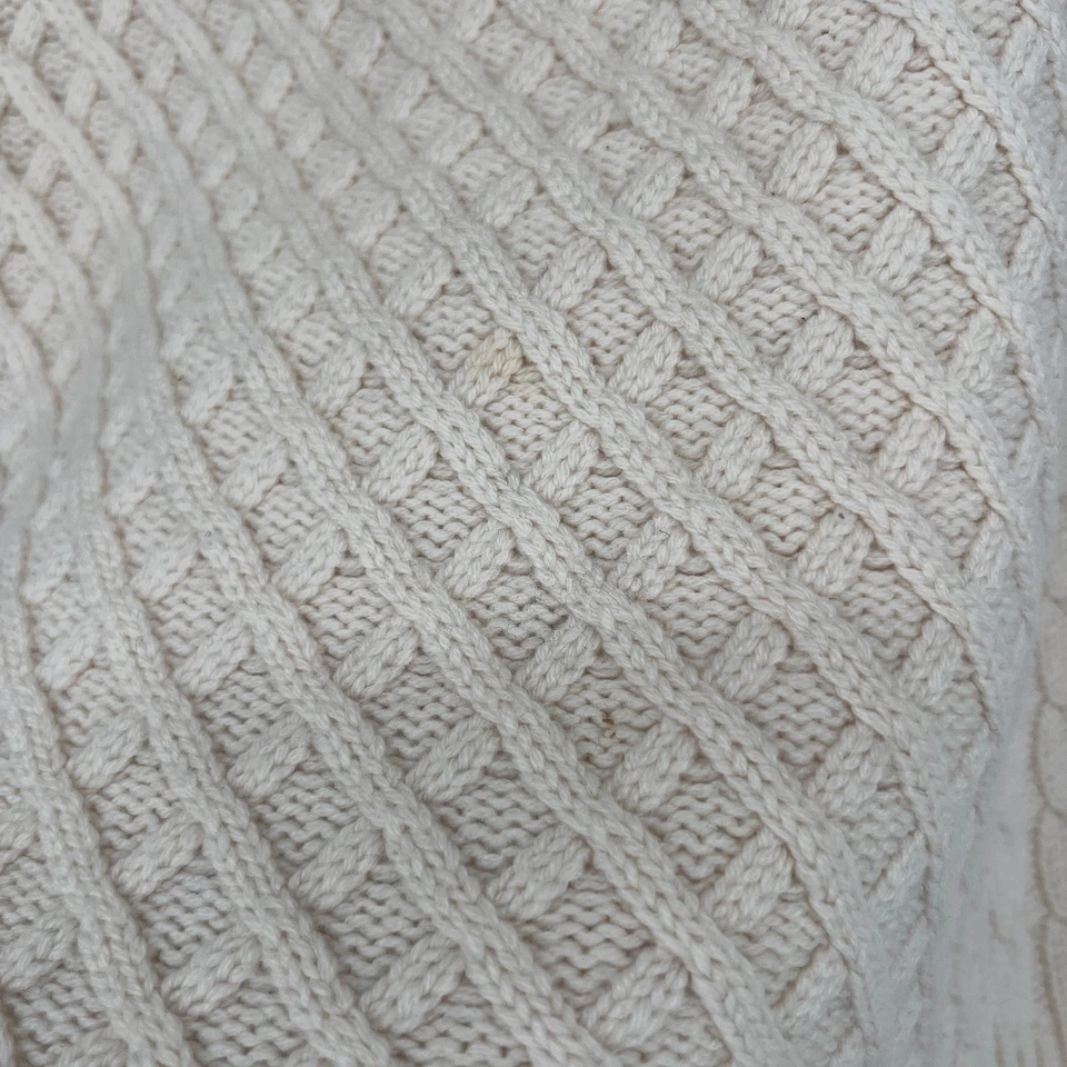 Suéter Vince Lana Cachemira Para Hombres XL Pescador Tejido Crema Preppy Costero Clásico Foto 3 de 4