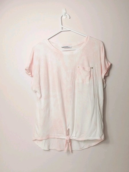 Just Jeans Womens Pink White Tie Dye Cotton Tee Top Size M EUC