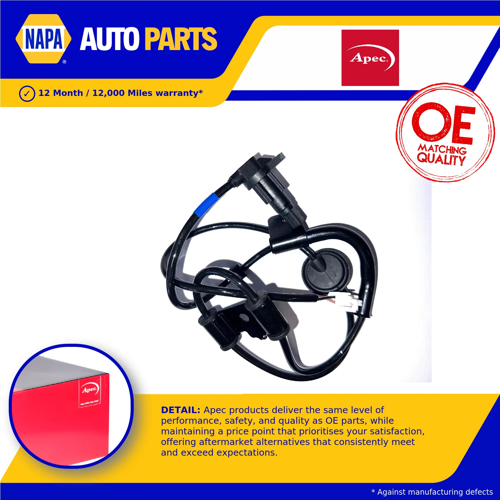 ABS Sensor Rear Right ABS1615 Apec Wheel Speed 956802C800 Top Quality Guaranteed