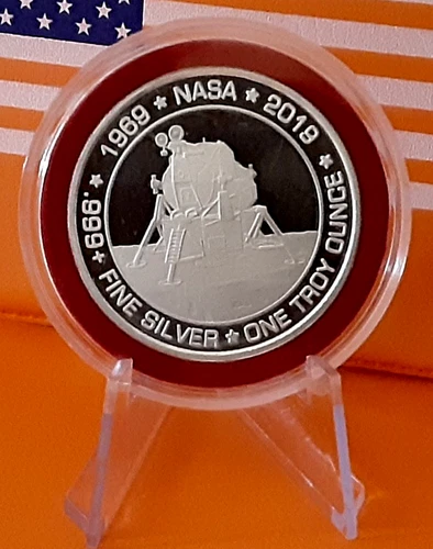 1oz. 999Fine Silver Round 50th Anniv Apollo 11-NASA 1969-2019 Lunar Module Eagle