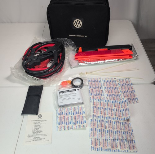 OEM Volkswagen Roadside Assistance Kit Bag Jumper Cables Triangle Near Complete