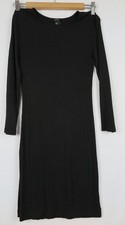 Forever 21 Black Ribbed Mini Dress Long sleeve Bodycon, Size M