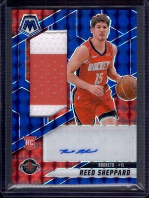 REED SHEPPARD 2024-25 Panini Mosaic Blue Prizm Rookie RC 2-Clr Patch Auto #23/49
