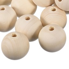 12Pcs 50mm Natural Wood Spacer Bead 10mm Hole Unfinished Round Wooden Beads