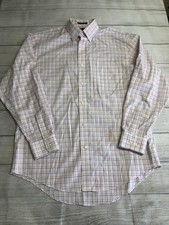 Lands' End Dress Shirt Mens 16-34 Check No Iron Supima Pinpoint Long Sleeve