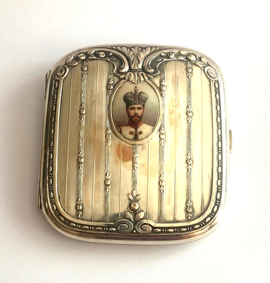 faberge silver cigarette case Ant. Imperial Faberge Silver 88 AH Gilded Enamel Tsar Nicholas II Cigarette  Box