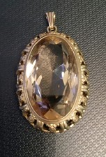 Anhänger In 835/-SILBER Vergoldet Rauchquarz/Citrin Edelstein