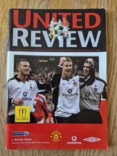 2001/02 Manchester Utd V Aston Villa Premier League Programme VGC